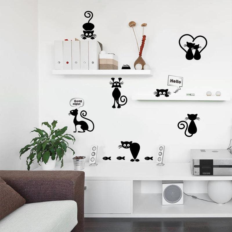 Cat Print Wall Sticker Cartoon Kitten DIY Switch Sticker