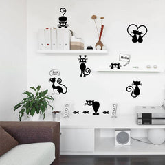 Cat Print Wall Sticker Cartoon Kitten DIY Switch Sticker