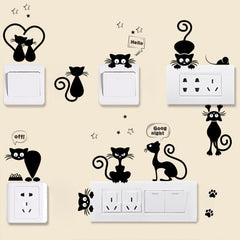Cat Print Wall Sticker Cartoon Kitten DIY Switch Sticker