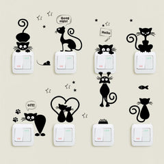 Cat Print Wall Sticker Cartoon Kitten DIY Switch Sticker