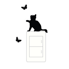 Cat And Butterfly Wall Sticker Self Adhesive Home Decor Living Room Office