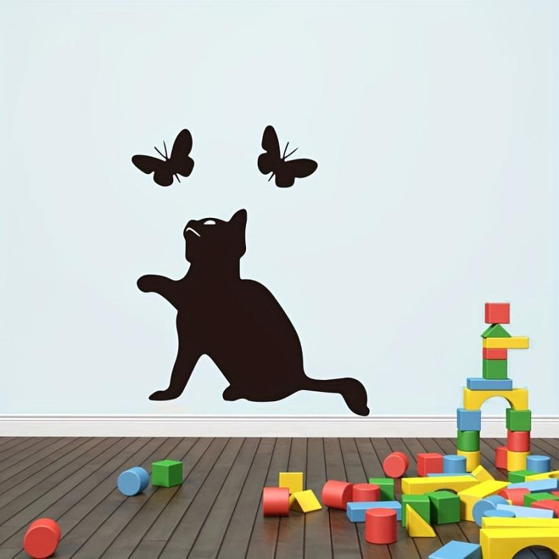 Cat And Butterfly Wall Sticker Self Adhesive Home Decor Living Room Office