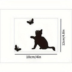 Cat And Butterfly Wall Sticker Self Adhesive Home Decor Living Room Office