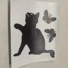 Cat And Butterfly Wall Sticker Self Adhesive Home Decor Living Room Office