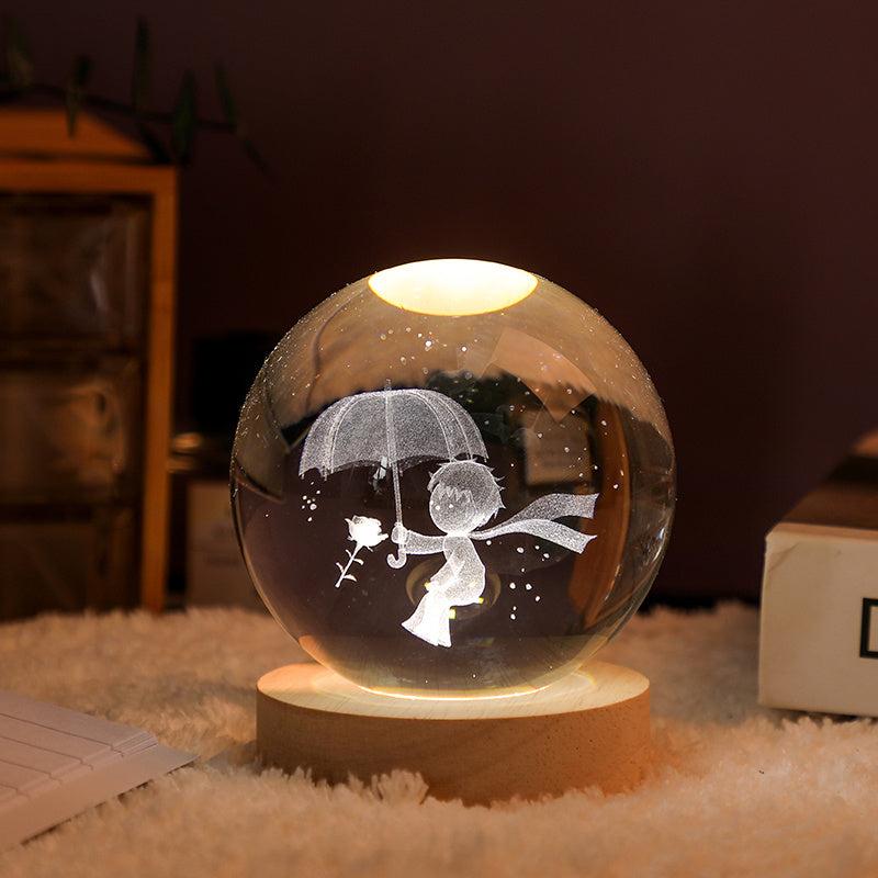 Little Prince and Rose Crystal Ball Night Light USB Gift