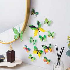 3D Plastic Green Butterfly Stickers Child's Room Wedding Wall Decor
