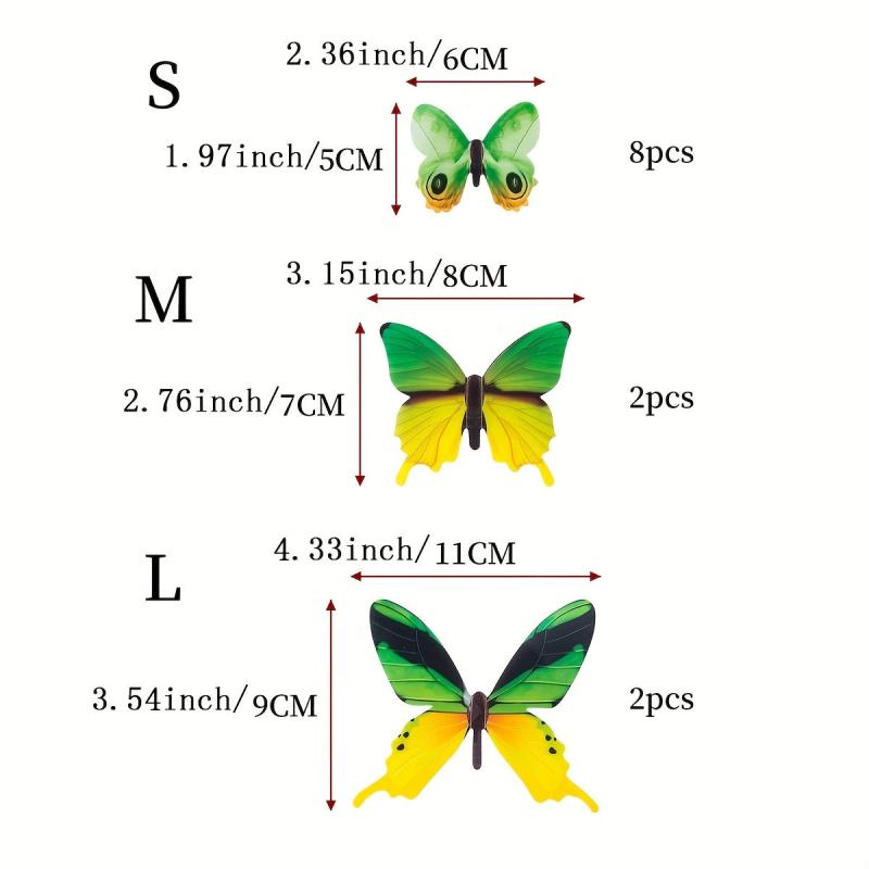 3D Plastic Green Butterfly Stickers Child's Room Wedding Wall Decor