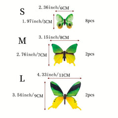 3D Plastic Green Butterfly Stickers Child's Room Wedding Wall Decor