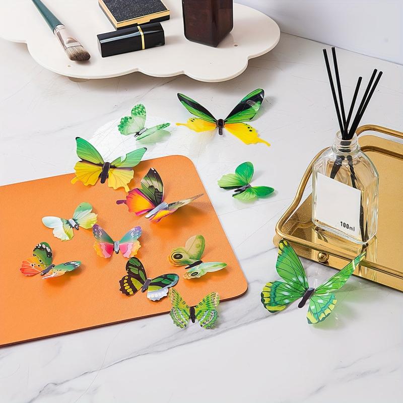 3D Plastic Green Butterfly Stickers Child's Room Wedding Wall Decor