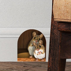 Funny Mouse Cave Wall Sticker Cartoon Animal Sticker DIY Decor