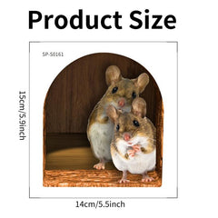 Funny Mouse Cave Wall Sticker Cartoon Animal Sticker DIY Decor