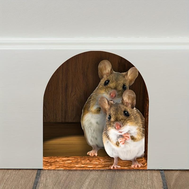 Funny Mouse Cave Wall Sticker Cartoon Animal Sticker DIY Decor