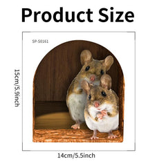 Funny Mouse Cave Wall Sticker Cartoon Animal Sticker DIY Decor