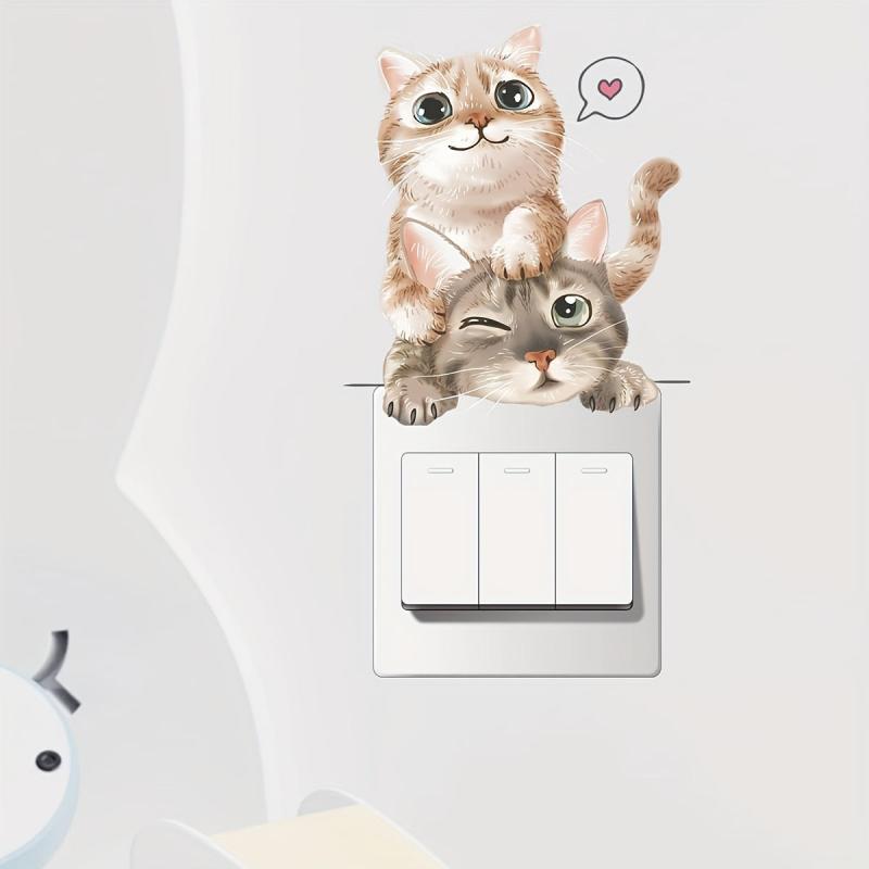 Cartoon Cat Wall Sticker Waterproof Vinyl Decoration
