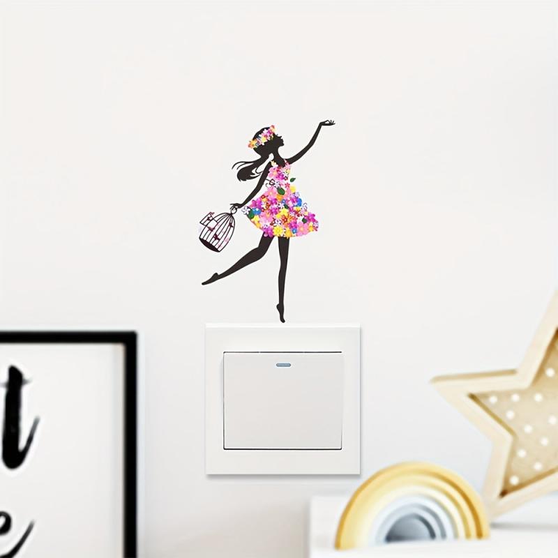 Cartoon Fairy Pattern Switch Sticker for Wall Decoration