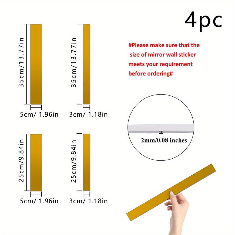 10pcs Minimalist Strip Mirror Wall Sticker Self-adhesive Acrylic Mirrors