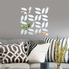 31pcs 3D Acrylic Mirror Wall Sticker Leaf Pattern Wall Decals Removable
