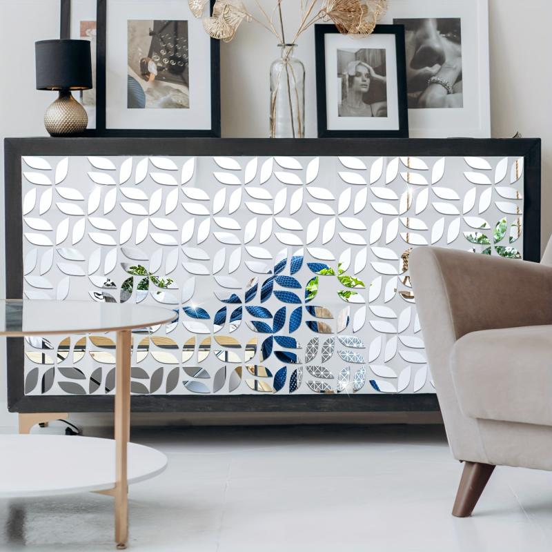 31pcs 3D Acrylic Mirror Wall Sticker Leaf Pattern Wall Decals Removable