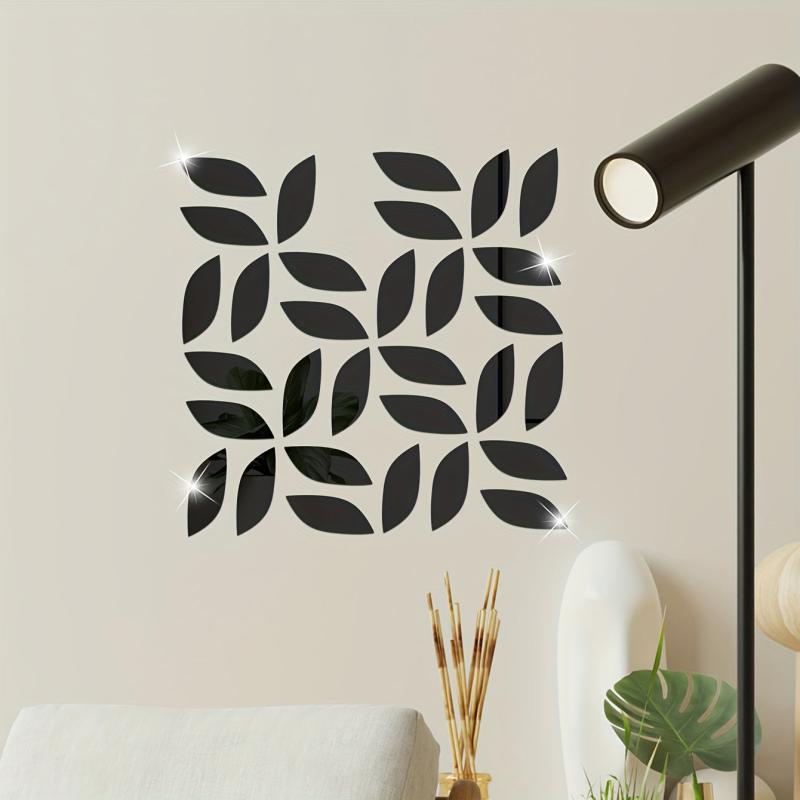31pcs 3D Acrylic Mirror Wall Sticker Leaf Pattern Wall Decals Removable