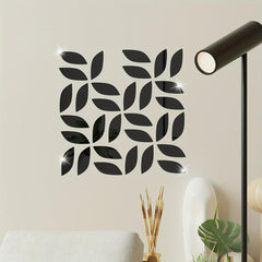 31pcs 3D Acrylic Mirror Wall Sticker Leaf Pattern Wall Decals Removable
