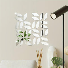 31pcs 3D Acrylic Mirror Wall Sticker Leaf Pattern Wall Decals Removable
