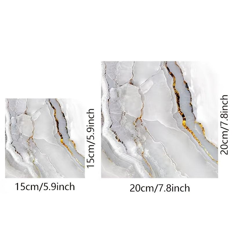 16pcs Waterproof Marble Tile Stickers - Easy to Apply and Remove