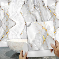 16pcs Waterproof Marble Tile Stickers - Easy to Apply and Remove