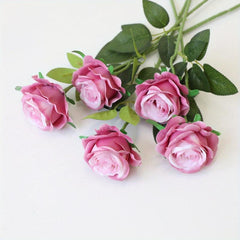 5pcs Colorful Rose Flowers Artificial Flowers Single Branch Silk Flowers