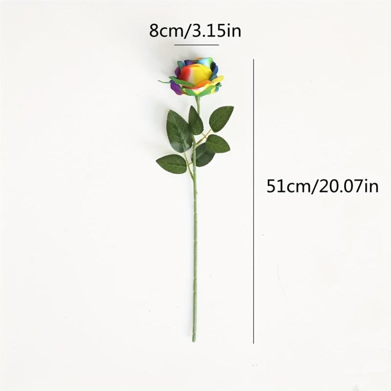 5pcs Colorful Rose Flowers Artificial Flowers Single Branch Silk Flowers