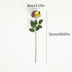 5pcs Colorful Rose Flowers Artificial Flowers Single Branch Silk Flowers