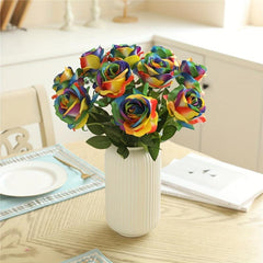 5pcs Colorful Rose Flowers Artificial Flowers Single Branch Silk Flowers