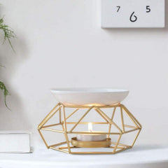 Romantic Ceramic Tealight Candle Holder with Metal Burner and Wax Warmer