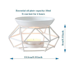 Romantic Ceramic Tealight Candle Holder with Metal Burner and Wax Warmer