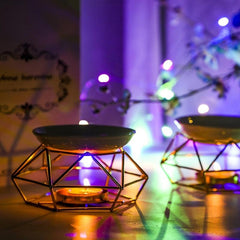 Romantic Ceramic Tealight Candle Holder with Metal Burner and Wax Warmer