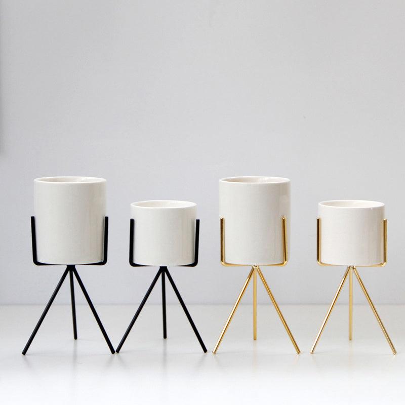 Mini Modern Desktop Ceramic Vase with Tripod Stand