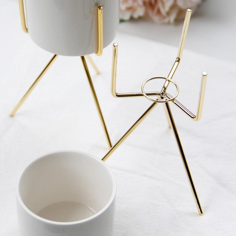 Mini Modern Desktop Ceramic Vase with Tripod Stand