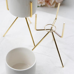 Mini Modern Desktop Ceramic Vase with Tripod Stand