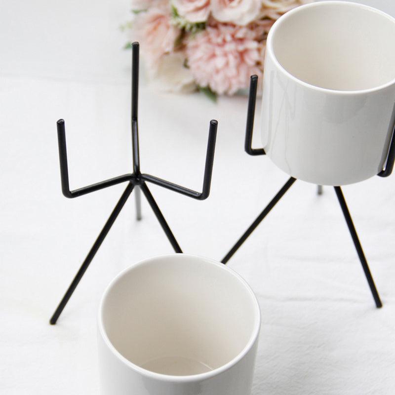 Mini Modern Desktop Ceramic Vase with Tripod Stand