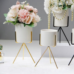 Mini Modern Desktop Ceramic Vase with Tripod Stand