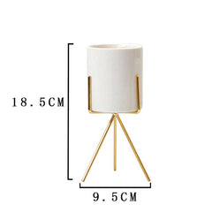 Mini Modern Desktop Ceramic Vase with Tripod Stand
