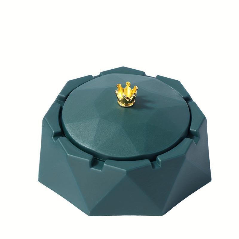 Large Ashtray with Lid Stainless Steel Crown Ashtray