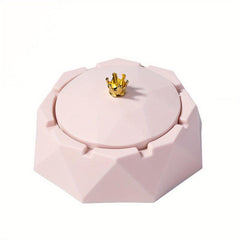 Large Ashtray with Lid Stainless Steel Crown Ashtray