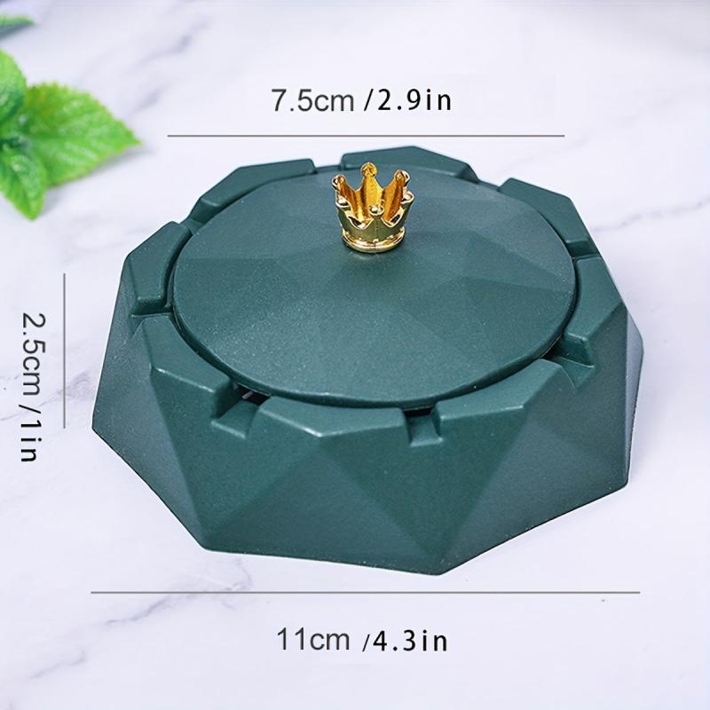 Large Ashtray with Lid Stainless Steel Crown Ashtray