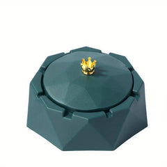 Large Ashtray with Lid Stainless Steel Crown Ashtray