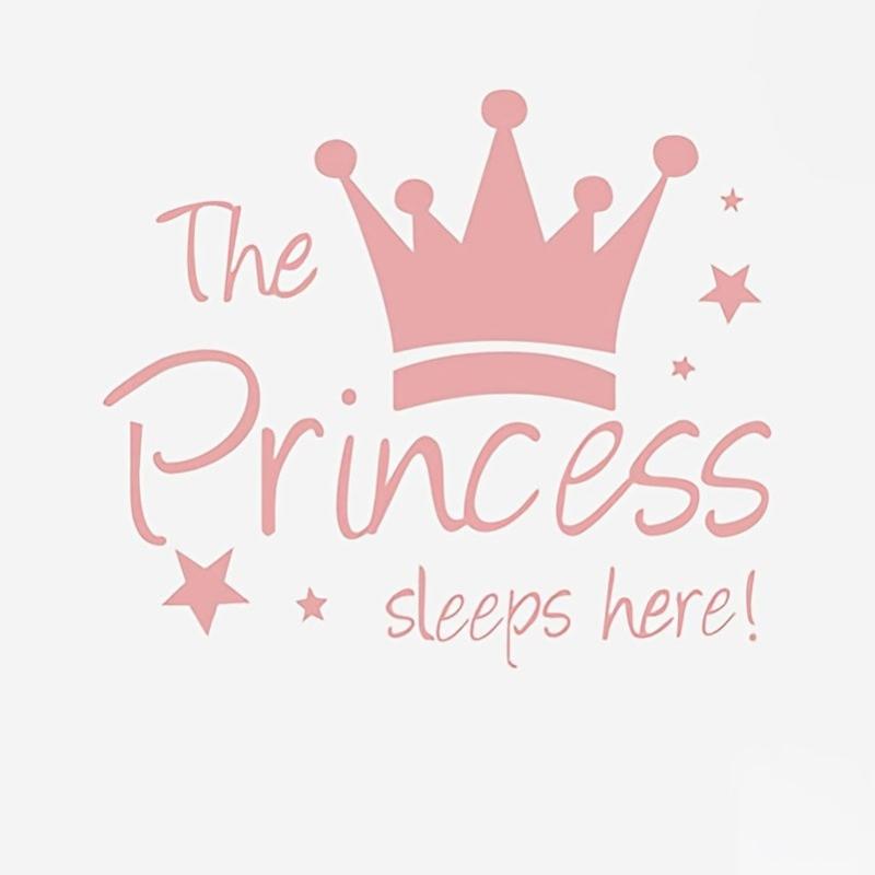 Pink Crown Wall Sticker, Princess Sleeps Here Wall Decor Decals