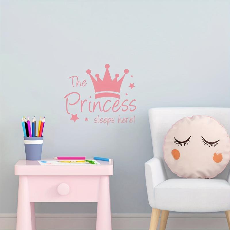 Pink Crown Wall Sticker, Princess Sleeps Here Wall Decor Decals