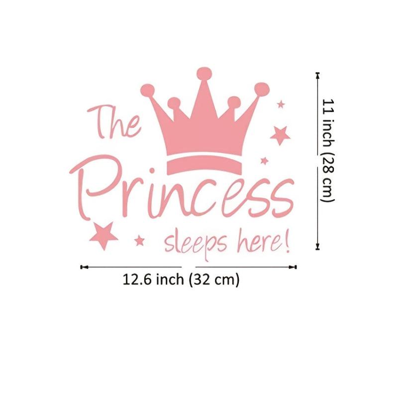 Pink Crown Wall Sticker, Princess Sleeps Here Wall Decor Decals