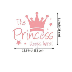Pink Crown Wall Sticker, Princess Sleeps Here Wall Decor Decals