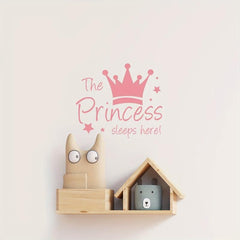 Pink Crown Wall Sticker, Princess Sleeps Here Wall Decor Decals