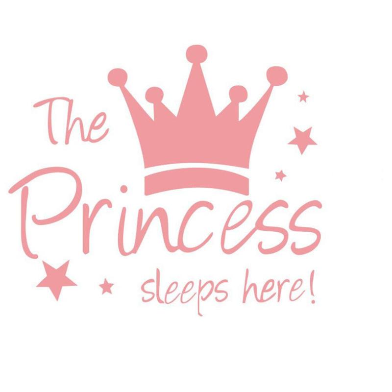 Pink Crown Wall Sticker, Princess Sleeps Here Wall Decor Decals